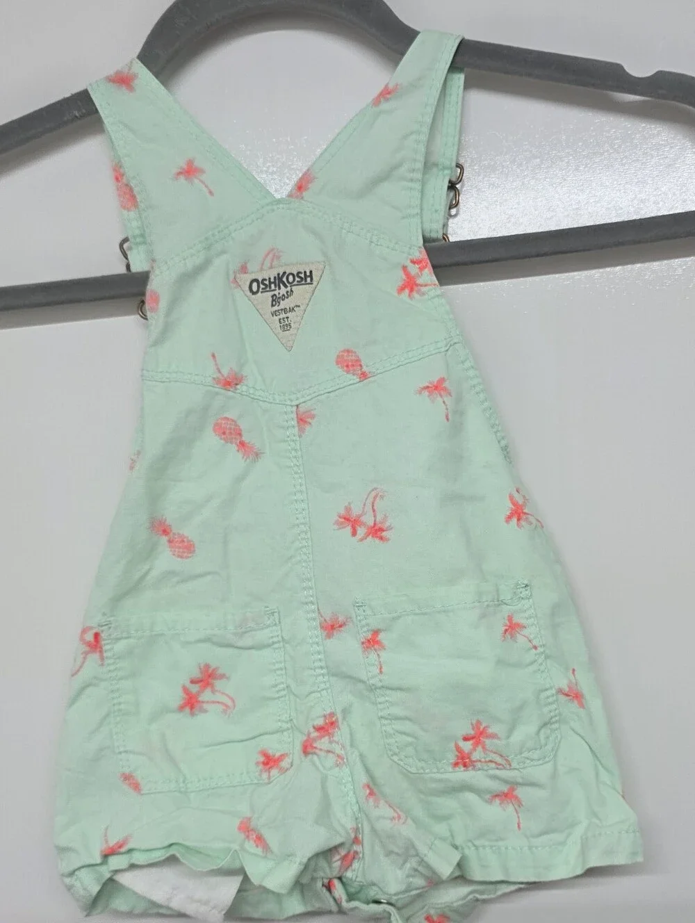 Osh Kosh B'Gosh Overalls Baby Size 12M Pineapples Palm Trees Pink Green 12M